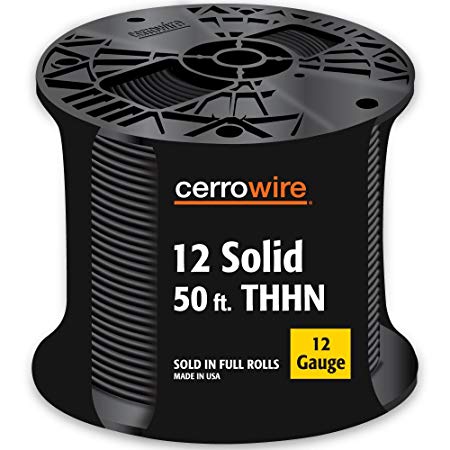 Cerrowire 112-1601BR 50-Feet 12-Gauge Solid THHN Black Wire