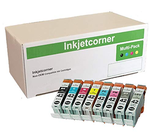 Inkjetcorner Compatible Ink Cartridges Replacement for CLI-42 CLI 42 for use with Pro-100 Pro 100 (1 Black, 1 Cyan, 1 Magenta, 1 Yellow, 1 Photo Cyan, 1 Photo Magenta, 1 Gray, 1 Light Gray, 8-Pack)