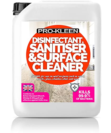 Pro-Kleen Y12D Disinfectant Sanitiser Surface Cleaner 5L, ULV Cold Fogger Liquid, Alcohol Free, Industrial Strength, Kills 99.9% Bacteria EN11276 EN1650 EN14476 Dilutes Upto 25:1