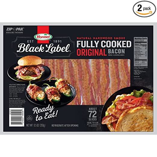 Hormel Black Label Fully Cooked Bacon ,72 Slices (2 Pack)