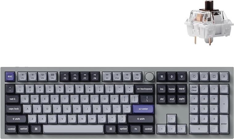 Keychron Q6 Pro Full Aluminum Wireless Bluetooth Custom Mechanical Keyboard for Mac Windows Linux, Full-Size QMK/VIA Programmable Knob KSA Double-Shot PBT Keycap Hot-Swappable K Pro Brown Switch(Grey)