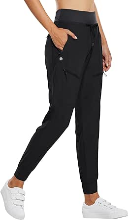 BALEAF Women's Joggers Lightweight Hiking Pants High Waist 5 Zipper Pockets Quick Dry Travel Athletic UPF50