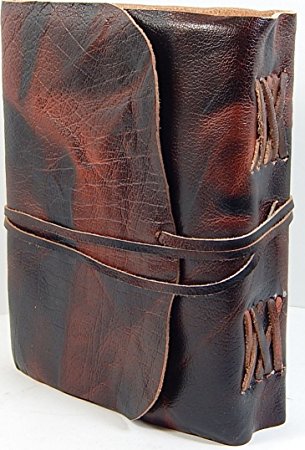 Vintage Dark Brown Leather Journal Diary (Handmade) with leather tie closure - Leather Cord Coptic bound
