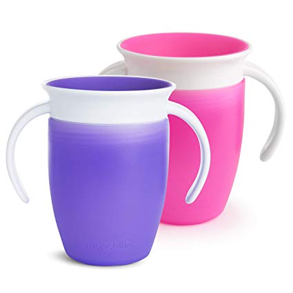 Munchkin Miracle 2 Piece 360 Trainer Cup, 7 Ounce, Pink/Purple