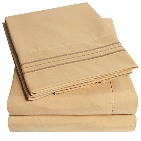 1500 Thread Count Supreme Collection 4pc Bed Sheet Set Deep Pocket - All Size, 12 Colors - Queen, Camel