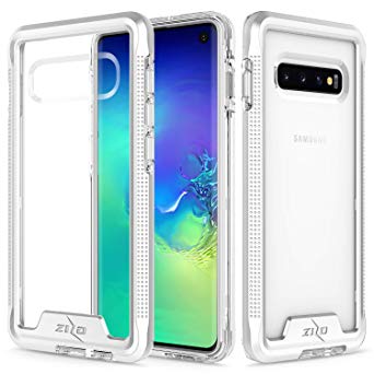 Zizo Ion Series Compatible with Samsung Galaxy S10 Triple Layered Hybrid Case Military Grade Drop Tested Silver Clear