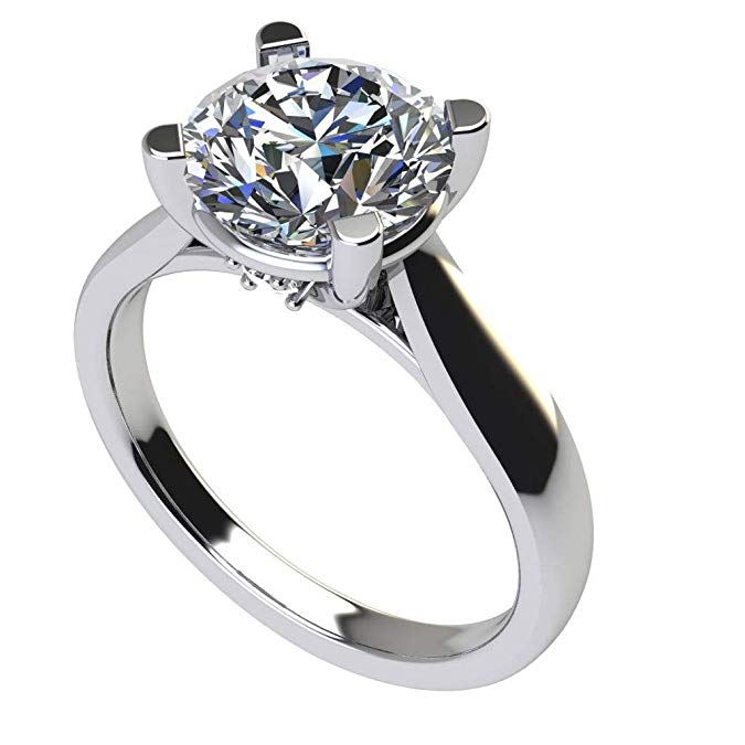 NANA Sterling Silver Round Brilliant Cut Lucita Solitaire Engagement Wedding Ring Made with Pure Brilliance Swarovski Zirconia