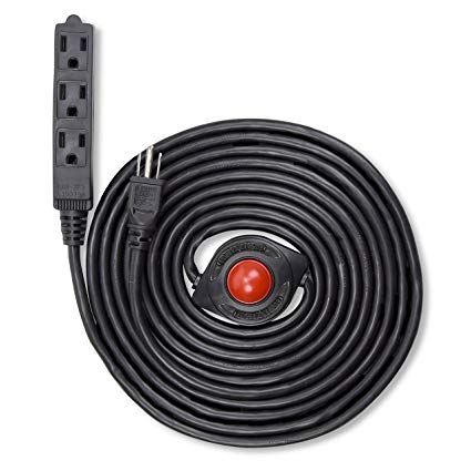 NEW! Electes 15 Feet 3 Grounded Outlets Extension Cord with Foot Switch and Light Indicator, 16/3, Black - UL Listed