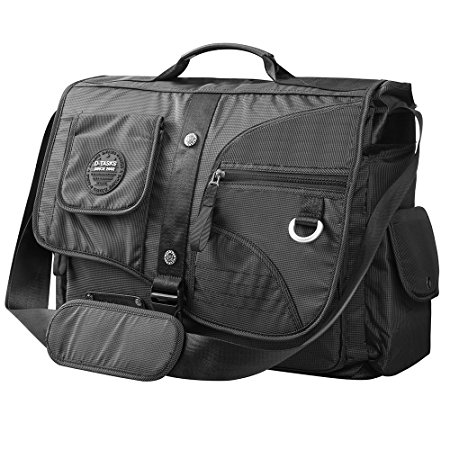 Large Messenger Bag, Linshi Tasks Tactical 17 inch Water Resistant Laptop Shoulder Bag Black