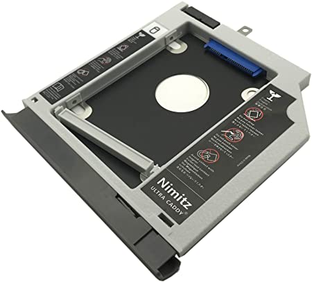 Nimitz 2nd HDD SSD Hard Drive Caddy for Lenovo Ideapad 330 320 520 with Gray Bezel/Bracket