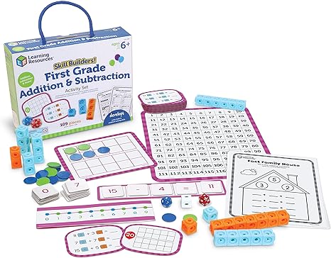 Skill Builders! 1st Grade Addition & Subtraction, Homeschool Curriculum, First Grade Learning Games, First Grade Learning Materials, 109 Pieces, Age 6