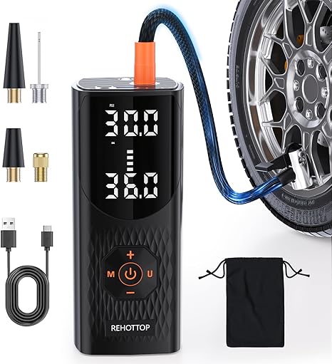 Tire Inflator Portable Air Compressor, 20000mAh & 160PSI Air Pump for Car Tires, 4X Fast Inflation Air Compressor with Tire Gauge Pressure, Tire Pump with LED for Car Motor Bike Ball