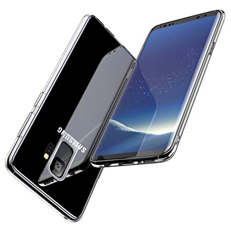 Humixx Samsung Galaxy S9 Case, Transparent Tempered Glass Back & TPU Soft Bumper Cover Crystal Clear Glass Case with Excellent Grip Anti-Scratch Shock Absorption [Crystal Series] for Galaxy S9