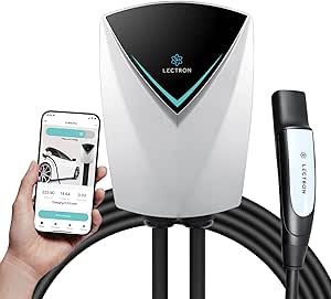 Lectron Tesla (NACS) V-Box Pro Electric Vehicle Charging Station (WiFi) 48 Amp with App Control - Level 2 EV Charger (240V) with NEMA 14-50 Plug/Hardwired Compatible with All Tesla Models S/3/X/Y