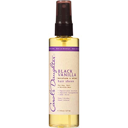 Carol's Daughter Black Vanilla Moisture & Shine Hair Sheen For Dry Hair and Dull Hair, with Shea Butter, Jojoba Oil, and Sweet Almond Oil, Paraben Free Hair Sheen, 4.3 Fl Oz (Pack of 1)