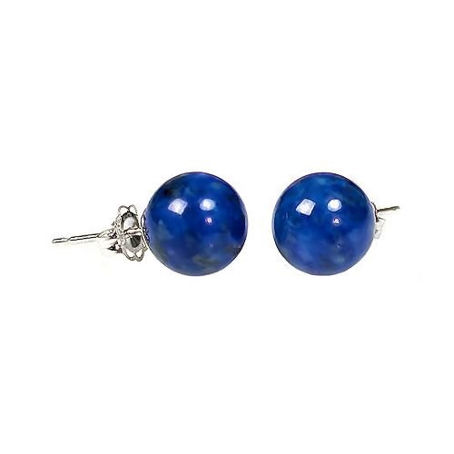 Trustmark 925 Sterling Silver 10mm Natural Blue Lapis Lazuli Ball Stud Post Earrings