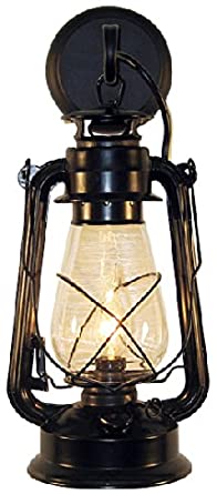 Rustic Lantern Wall Mounted Light - Large Black