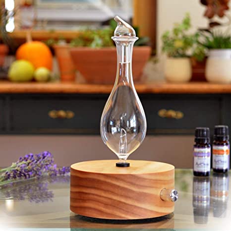 Aromis Aromatherapy Diffuser - Professional Grade - Wood and Glass (Solum Lux Merus), Premium, Essential Oil Diffuser, Oils Humidifier, Nebulizer, Nebulizing Professional Machine, Waterless