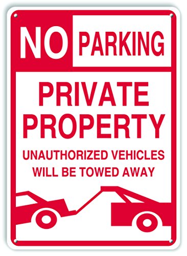 SmartSign by Lyle VCL1-6222-NA_10x14 "No Parking Unauthorized Vehicles Will Be Towed Away" 10"x14" Aluminum Sign, 14" Height, 0.04" Wide, 10" Length, Red On White