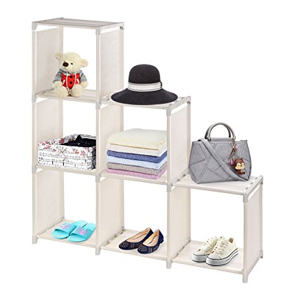 MaidMAX 3 Tiers 6 Cubes Shelf Organizer Closet Organizer System, Beige