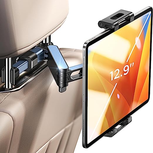 LISEN Tablet iPad Car Holder Back Seat - Stretchable Tablet Holder for Car Headrest, Road Trip Must Haves Tablet iPad Car Mount Car Accessories for Kids Fits All 4.7-12.9" Devices