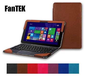 FanTEK ASUS Transformer Book T300 Chi T300CHI 125-Inch Case - PU Leather 2 in 1 Touchscreen Laptop and Keyboard Integration Full Body Cover Brown