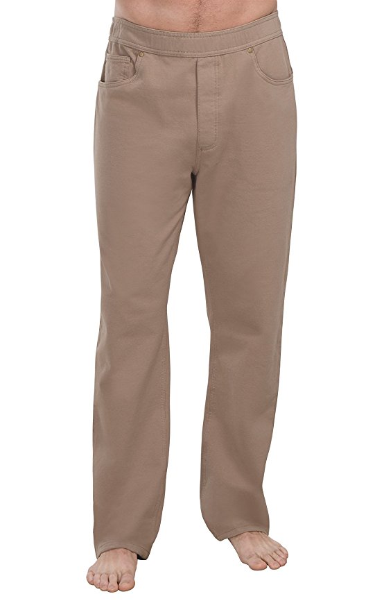 PajamaJeans Men's Straight Leg Knit Denim Jeans in Khaki G04050