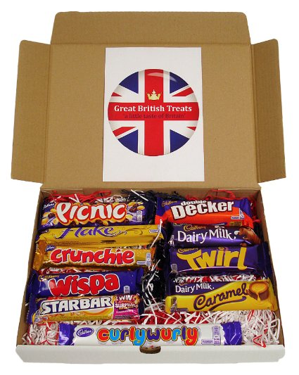 Cadbury Selection Box of 10 Full Size British Chocolate Bars From Great British Treats