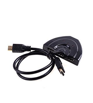 RuiLing 3 Port Hdmi 1080p Switcher 3-In 1-Out Switch Splitter For Hdtv DVD Xbox 360 With 1.5ft/50cm Pigtail Cable.