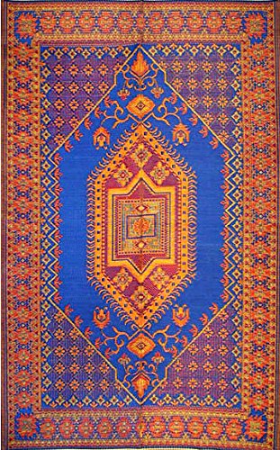 Mad Mats Oriental Turkish Indoor/Outdoor Floor Mat, 4 by 6-Feet, Blue