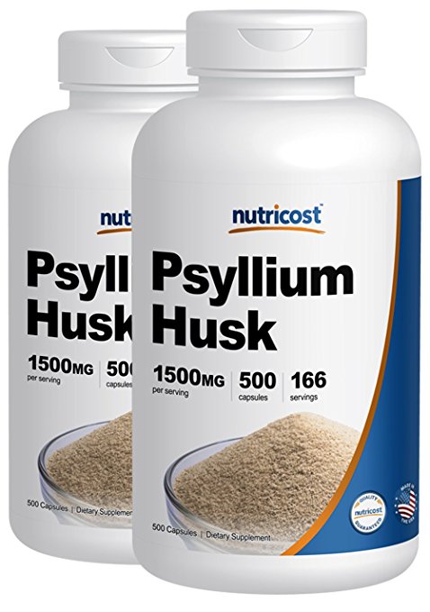 Nutricost Psyllium Husk 500mg; 500 Capsules (2 Bottles)