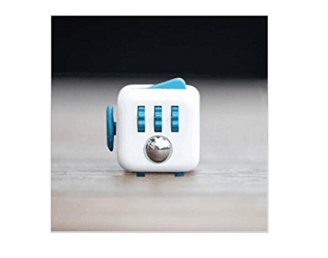 Fidget Cube Toy Anxiety Attention Stress Relief Stocking stuffer Relieves Stress for Children and Adults Christmas Gift White and Yellow (white with blue)