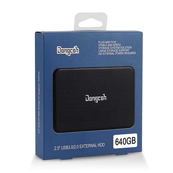 Dongcoh 2.5" External Hard Drive 640gb with USB3.0 Data Storage External HDD for Notebook/Desktop/Xbox One