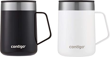 Contigo Stainless Steel Vacuum-Insulated Mug with Handle and Splash-Proof Lid, 14 oz, Licorice & Salt