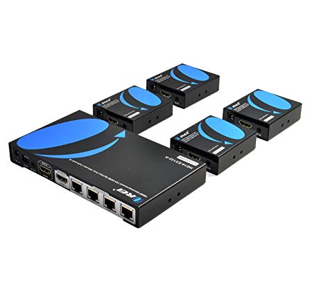 OREI 1x4 HDMI Extender Splitter Over Single Cable CAT6/7 1080P With IR Remote EDID Management - Up to 132 Ft - Loop Out - Low Latency