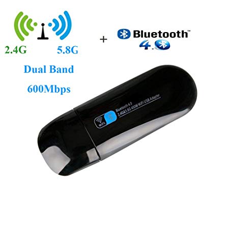iFun4U Powerful 5G USB WiFi Bluetooth Combo Adapter, WiFi Network Adapter LAN Card AC600 Dual Band for Desktop/Laptop/PC, Supports Windows 7/8/8.1/10/XP/Vista … (600Mbps(Internal Antenna))