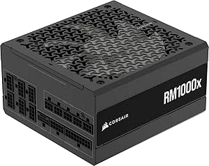 CORSAIR RM1000x Fully Modular Low-Noise ATX Power Supply – ATX 3.1 Compliant – PCIe 5.1 Support – Cybenetics Gold Efficiency – Native 12V-2x6 Connector – Black