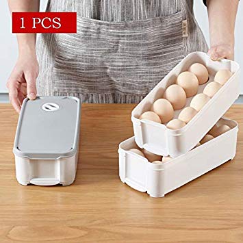 TOUA Kitchen Plastic Refrigerator Egg Storage Box/Container Holder Fridge Tray, 10 Grid Egg Box (Transparent)