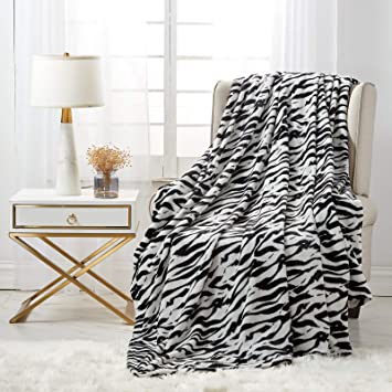 softan Flannel Blanket Lightweight Super Soft Ultra Luxurious Plush Fleece Zebra, 50" X 60"