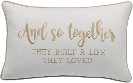 YugTex Pillowcases Embroidered and So Together They Built a Life They Loved Pillow Wedding Gift Newlywed Wedding Home Decor Housewarming Gift Bedroom Decor Lumbar Pillow (12"X20", and so(Ivory) bis)