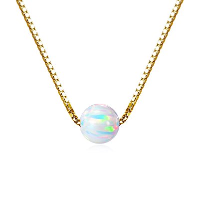 Sterling Silver 6mm Created Opal Choker Necklace 14"   1" Extension