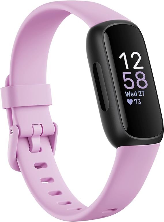 Fitbit Inspire 3 Fitness Tracker – Advanced Health Insights with Stress Management, Workout Intensity & Sleep Tracking, 24/7 Heart Rate, Includes Small and Large Classic Bands - Lilac Bliss/Black