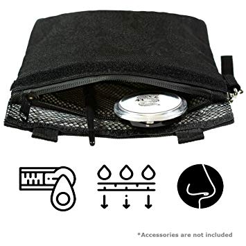 Smell Proof Bag Stash Pouch - Small Black Case 7x6 Inches | Carbon Lined | Double Sealed | Odorless Container with Velcro and Waterproof Zipper | Dog Tested | Eliminates Strong Intense Stink