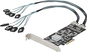 StarTech.com 8 Port SATA PCIe Card - PCI Express 6Gbps SATA Expansion Adapter Card with 4 Host Controllers - SATA PCIe Controller Card - PCI-e x4 Gen 2 to SATA III - SATA HDD/SSD (8P6G-PCIE-SATA-CARD)