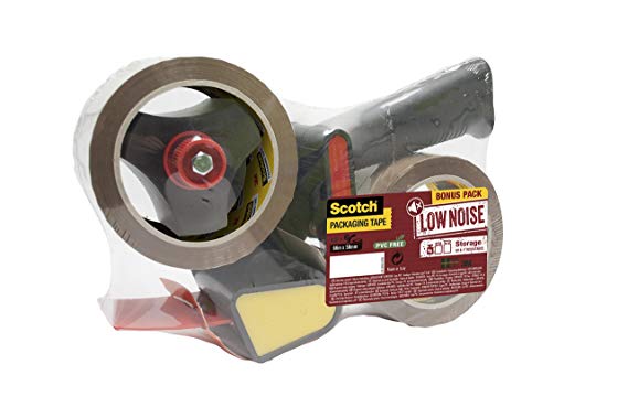 3M Scotch Heavy Duty Pistol Grip Dispenser – One-hand packaging tape dispenser incl. 2 rolls of Scotch Storage Tape (50 mm x 66 m)