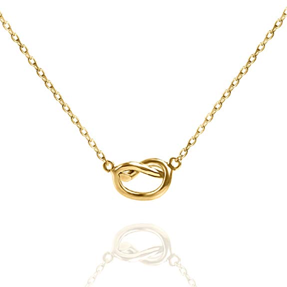 PAVOI 14K Yellow Gold Plated Infinity Forever Love Knot Necklace Pendant