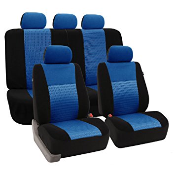 FH GROUP FH-FB060115 Trendy Elegance Car Seat Covers, Airbag compatible and Split Bench, Blue / Black color
