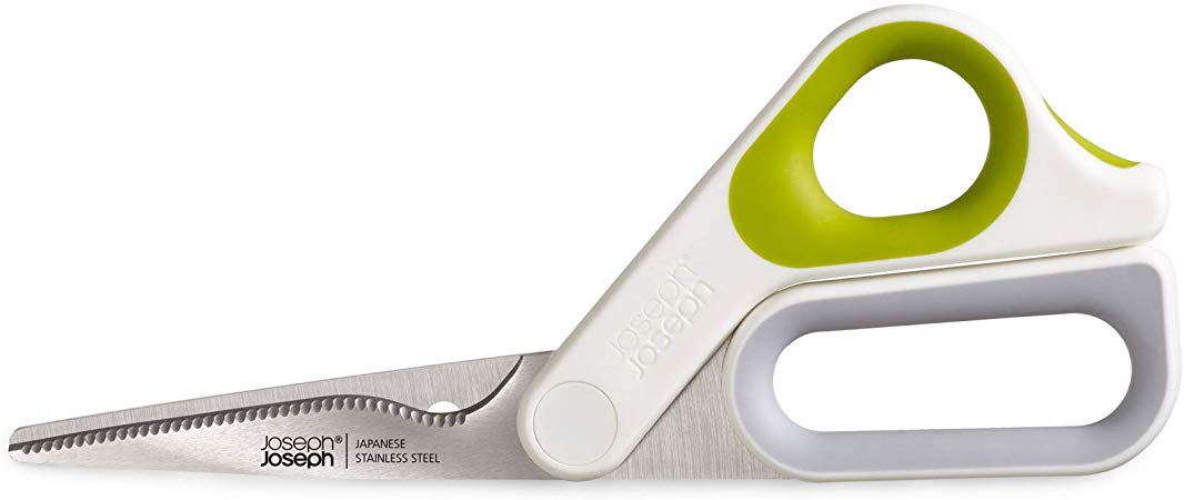 Joseph Joseph PowerGrip Kitchen Scissors with Integrated Thumb Grip, White/Green