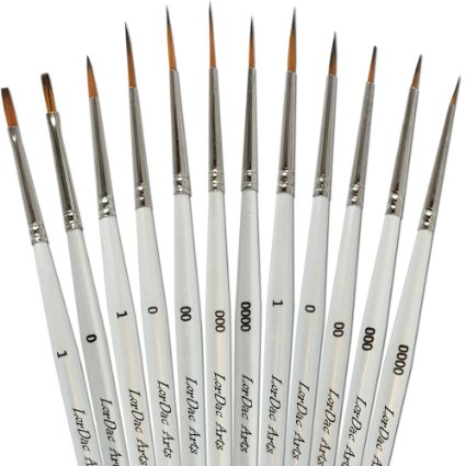 Acrylic Paint Brushes - 12 Brush Set - Fine Detail Painting of Art, Miniatures, Models, Nail Art, and More. Suitable for Watercolor and Oil Too. Buy Now!