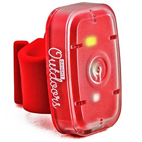 Bright Outdoors LED Safety Light / Flashlight Red & White Lights for Running, Dog Walking, Cycling & Night Sport. Strobe, Steady Modes. USB Rechargeable with Bike Strap, Armband & Belt Clip